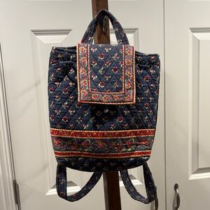 Navy Floral Quilted Backpack